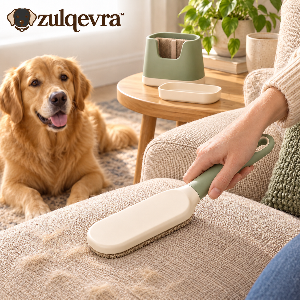 Zulqevra™ CoatRoll Textile Fur Brush & Dock