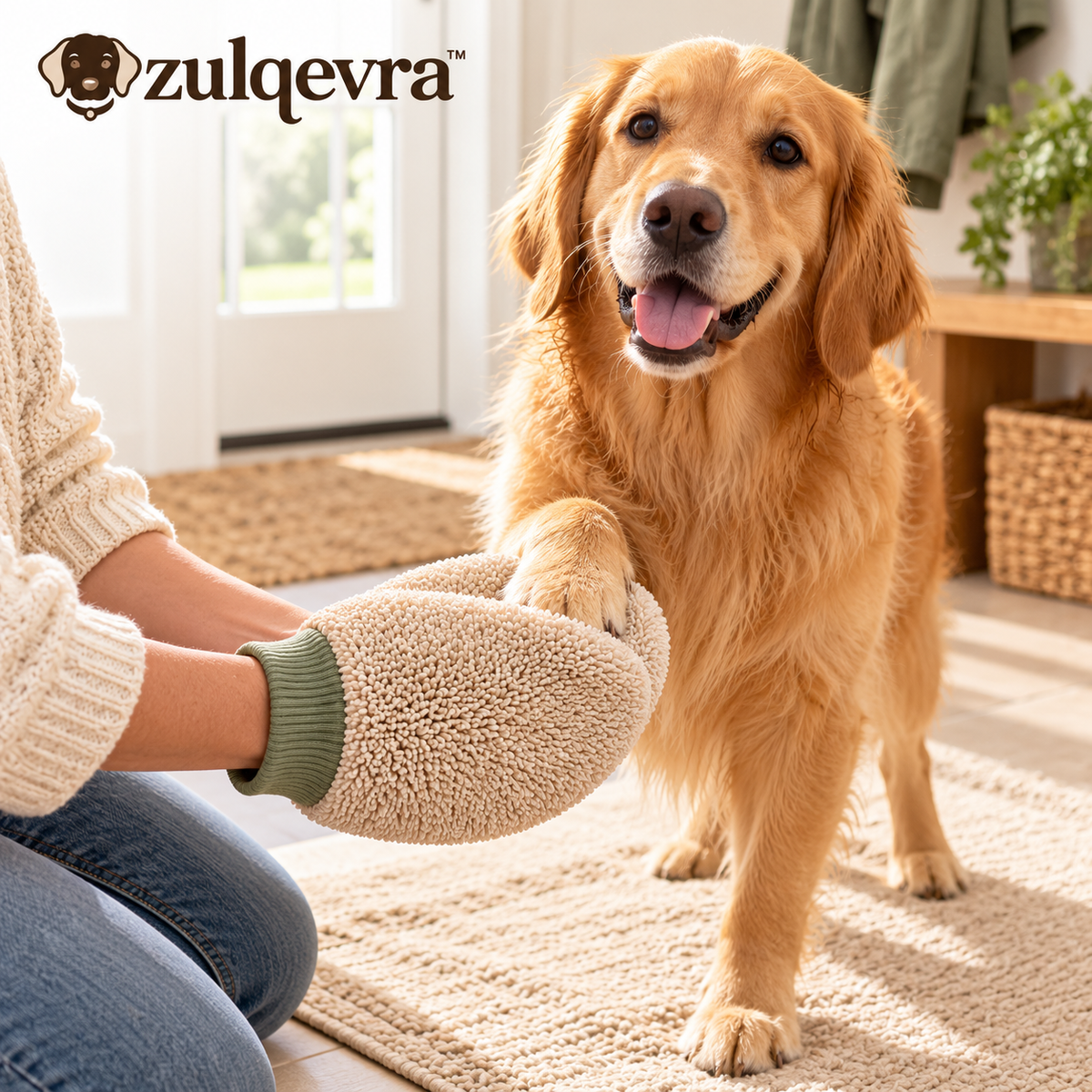 Zulqevra™ PawFold Pocket Drying Mitt