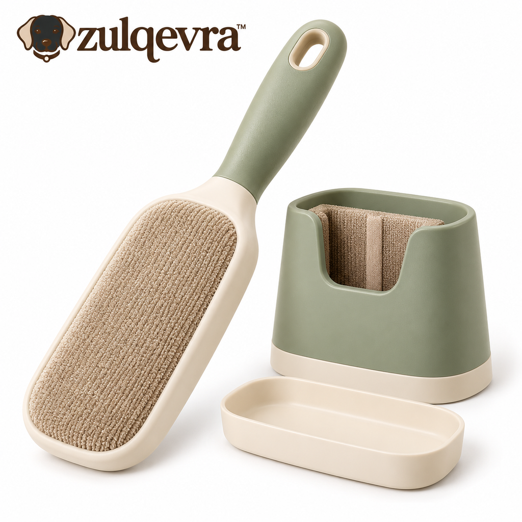 Zulqevra™ CoatRoll Textile Fur Brush & Dock