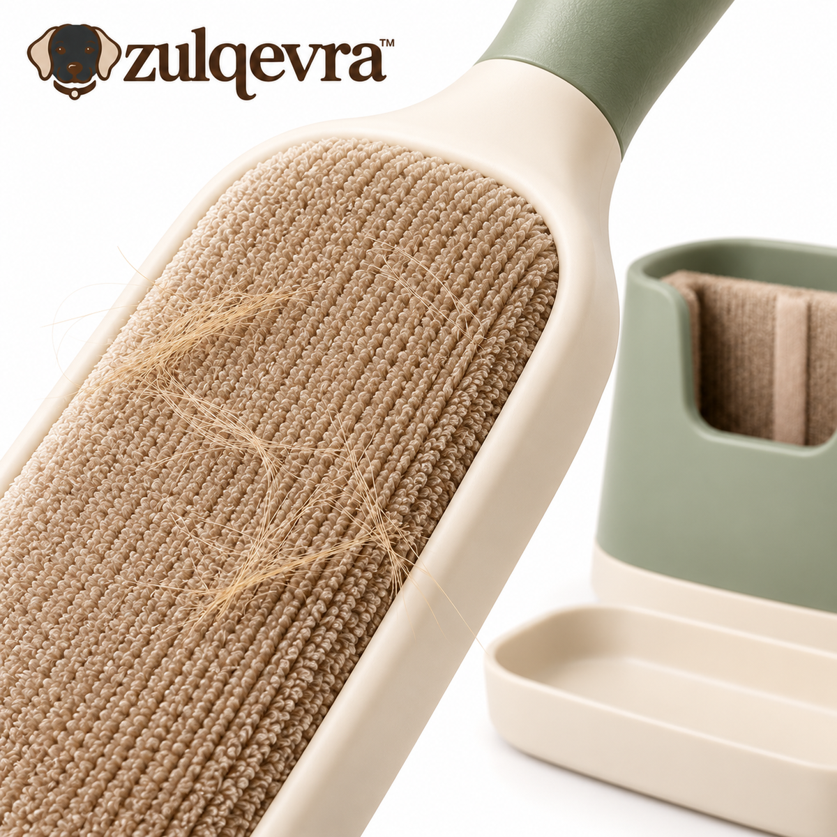 Zulqevra™ CoatRoll Textile Fur Brush & Dock